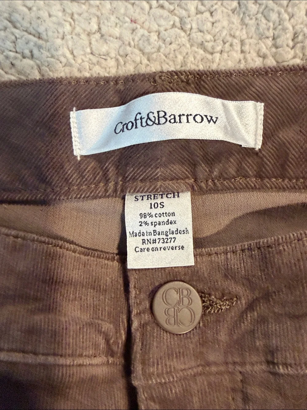 croft & barrow Women's Mid-Rise Straight Leg Corduroy Pants in Brown